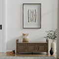 44" Solid Wood Entryway Storage Bench with 3 Doors and Grooved Detail