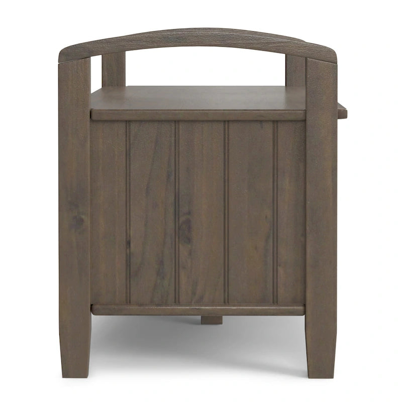44" Solid Wood Entryway Storage Bench with 3 Doors and Grooved Detail
