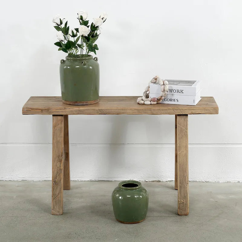 Handcrafted Reclaimed Wood Bench – Natural Weathered Finish, 35" L