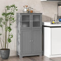 Freestanding Bathroom Floor Cabinet with Frosted Glass Doors and Adjustable Shelf