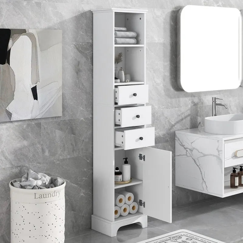 Freestanding Bathroom Cabinet with Drawers & Adjustable Shelf