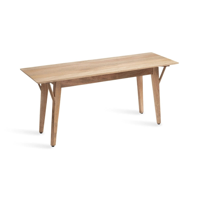 Solid Mango Wood Bench with Mid-Century Modern Design