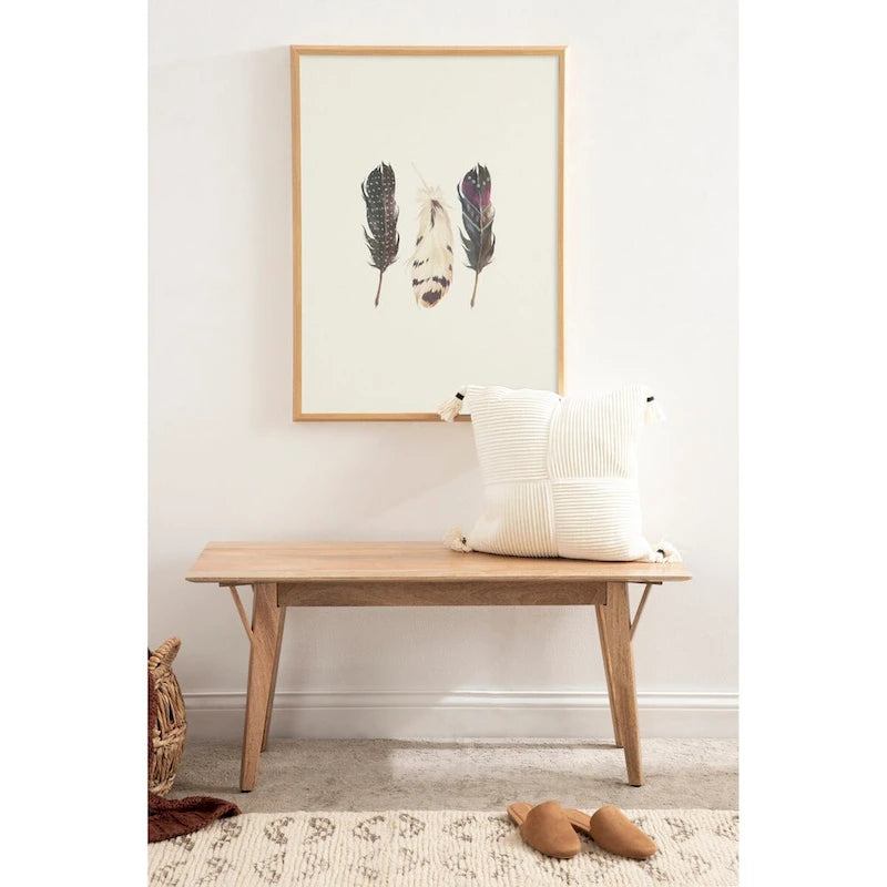 Solid Mango Wood Bench with Mid-Century Modern Design