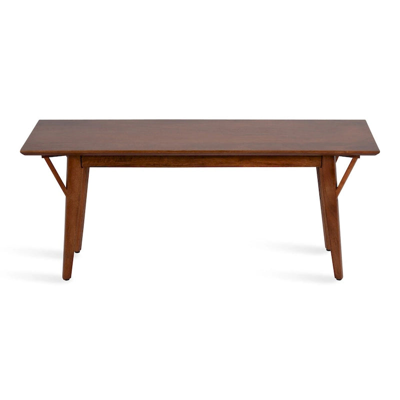 Solid Mango Wood Bench with Mid-Century Modern Design
