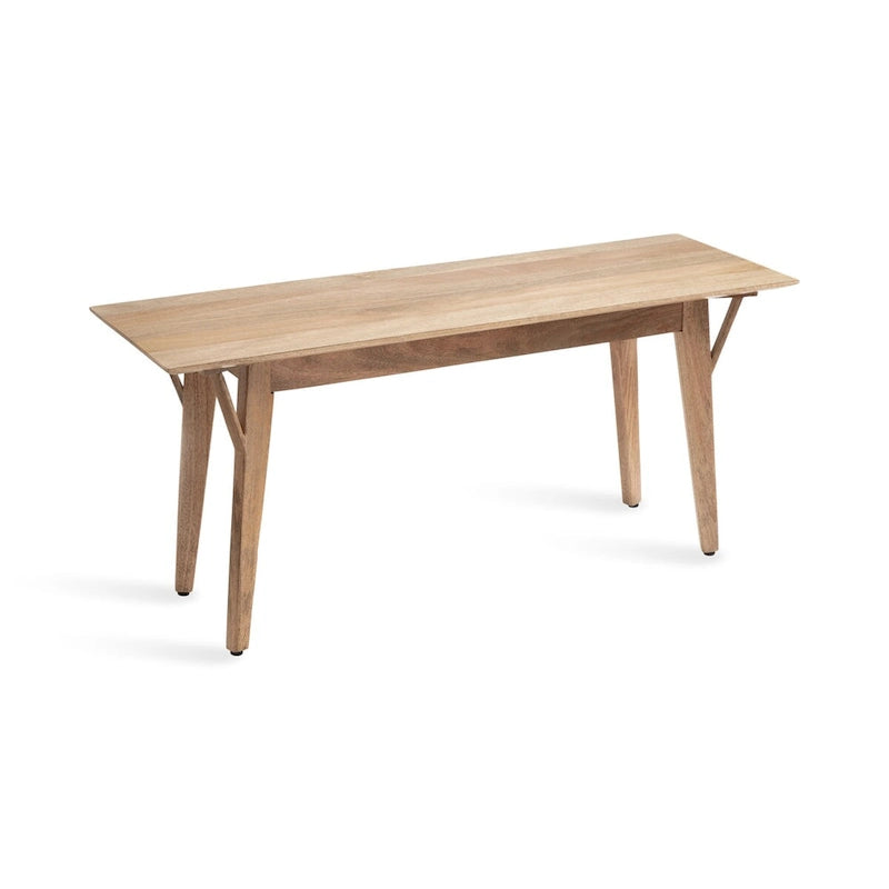 Solid Mango Wood Bench with Mid-Century Modern Design