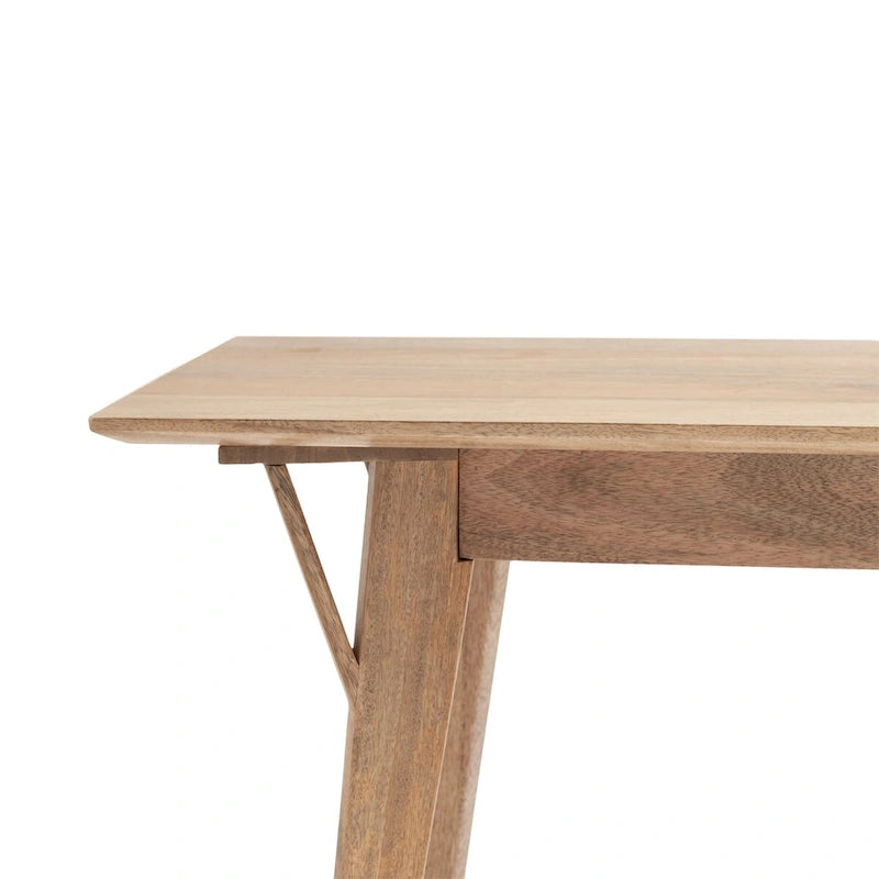 Solid Mango Wood Bench with Mid-Century Modern Design