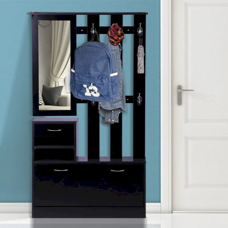 3-in-1 Entryway Cabinet with Shoe Storage, Hanging Shelf and Mirror