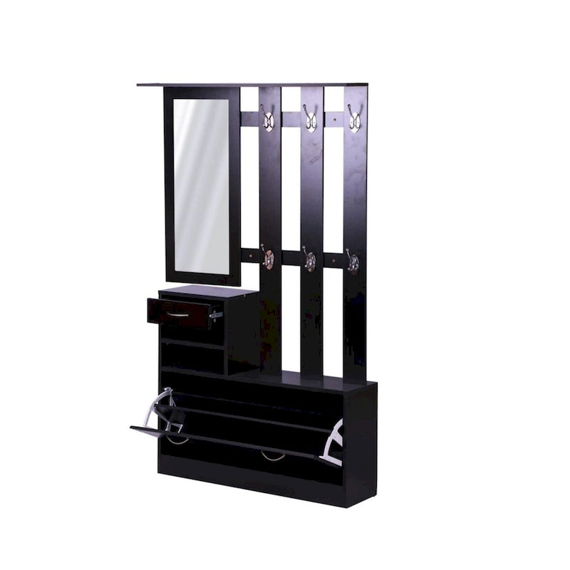 3-in-1 Entryway Cabinet with Shoe Storage, Hanging Shelf and Mirror