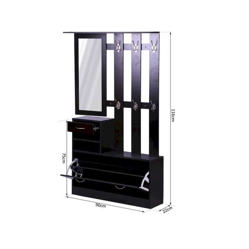 3-in-1 Entryway Cabinet with Shoe Storage, Hanging Shelf and Mirror