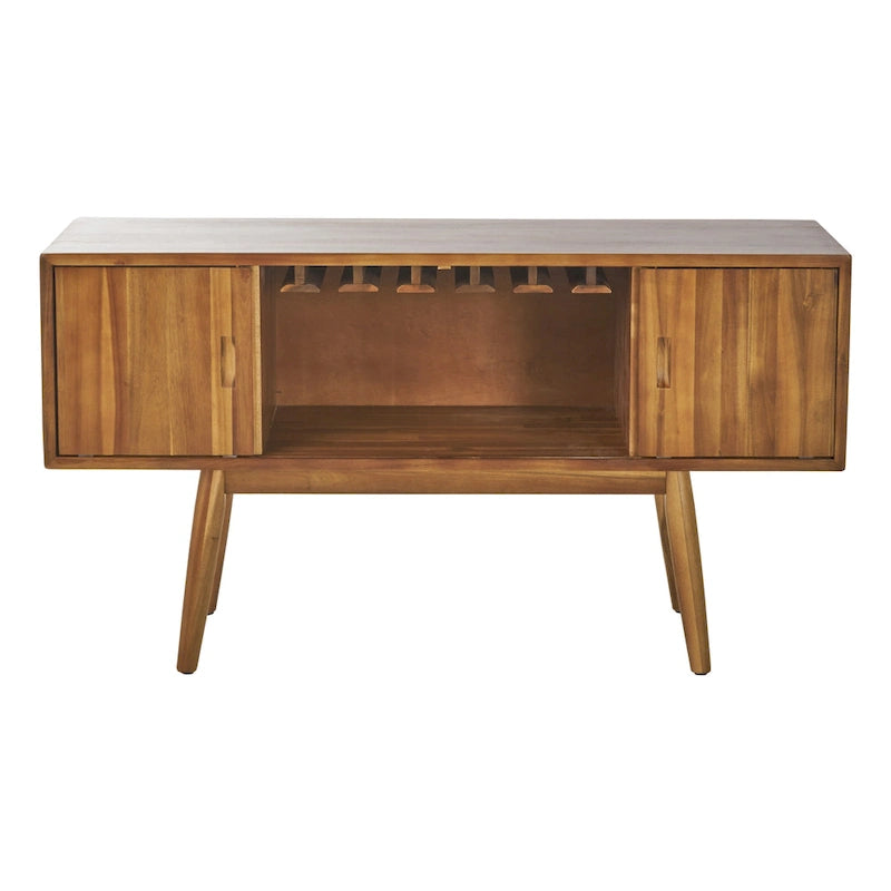 Acacia Wood Wine Cabinet with 18-Bottle Storage