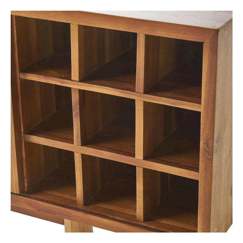 Acacia Wood Wine Cabinet with 18-Bottle Storage
