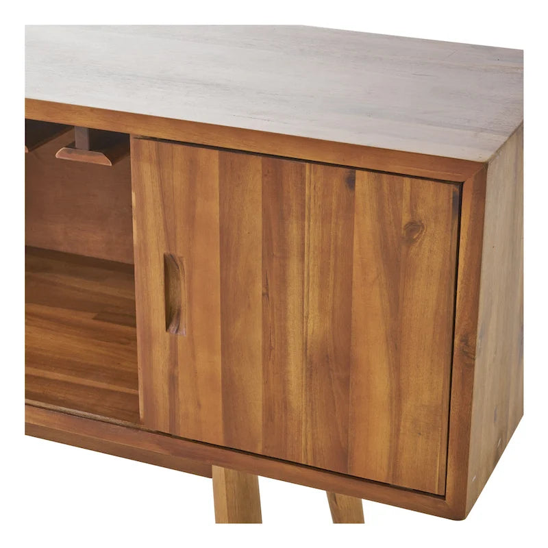 Acacia Wood Wine Cabinet with 18-Bottle Storage