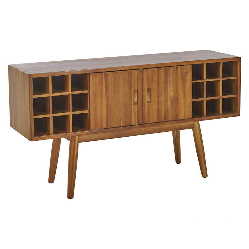 Acacia Wood Wine Cabinet with 18-Bottle Storage