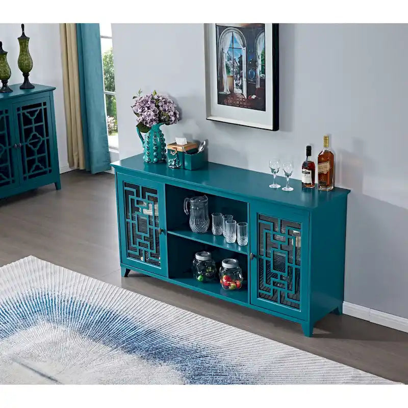 60" Sideboard Buffet Cabinet with Adjustable Shelves – Fits TVs Up to 65"