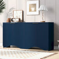 4-Door Storage Cabinet with Striped and Wavy Door Panel
