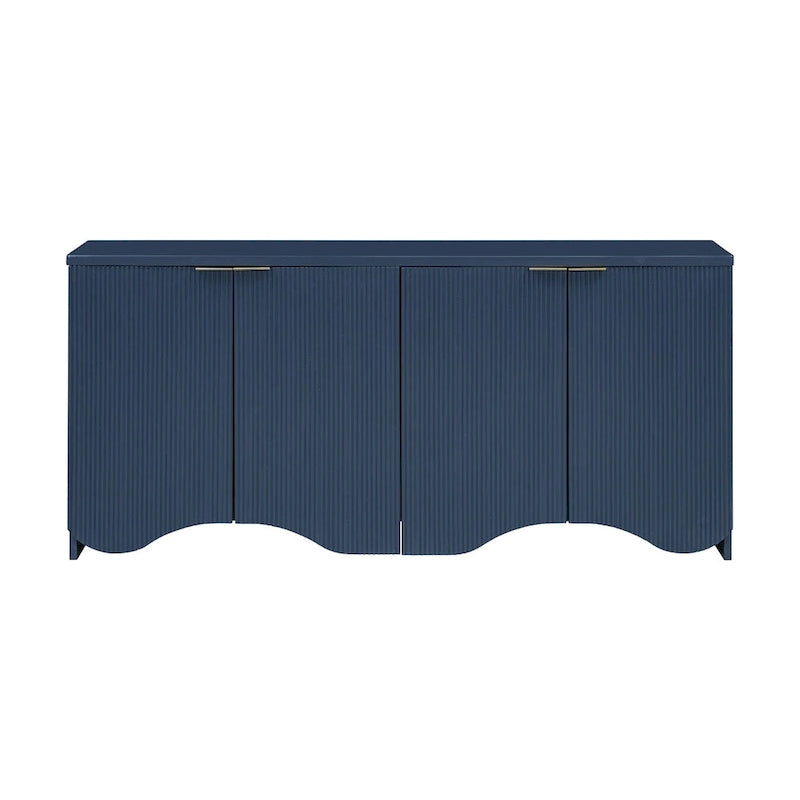 4-Door Storage Cabinet with Striped and Wavy Door Panel