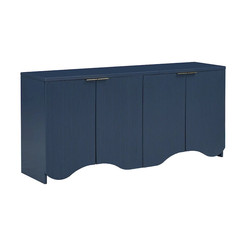 4-Door Storage Cabinet with Striped and Wavy Door Panel