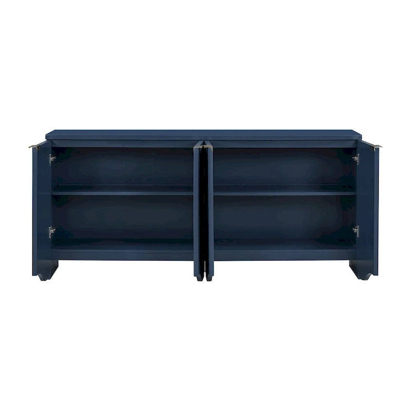 4-Door Storage Cabinet with Striped and Wavy Door Panel