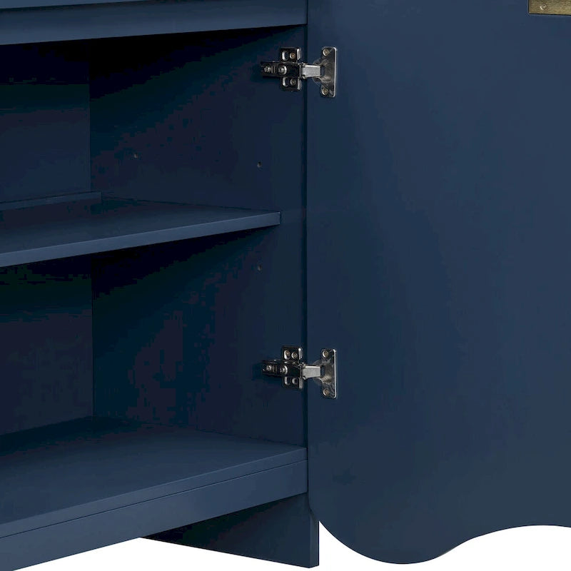 4-Door Storage Cabinet with Striped and Wavy Door Panel