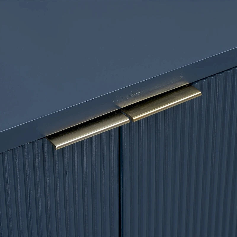 4-Door Storage Cabinet with Striped and Wavy Door Panel