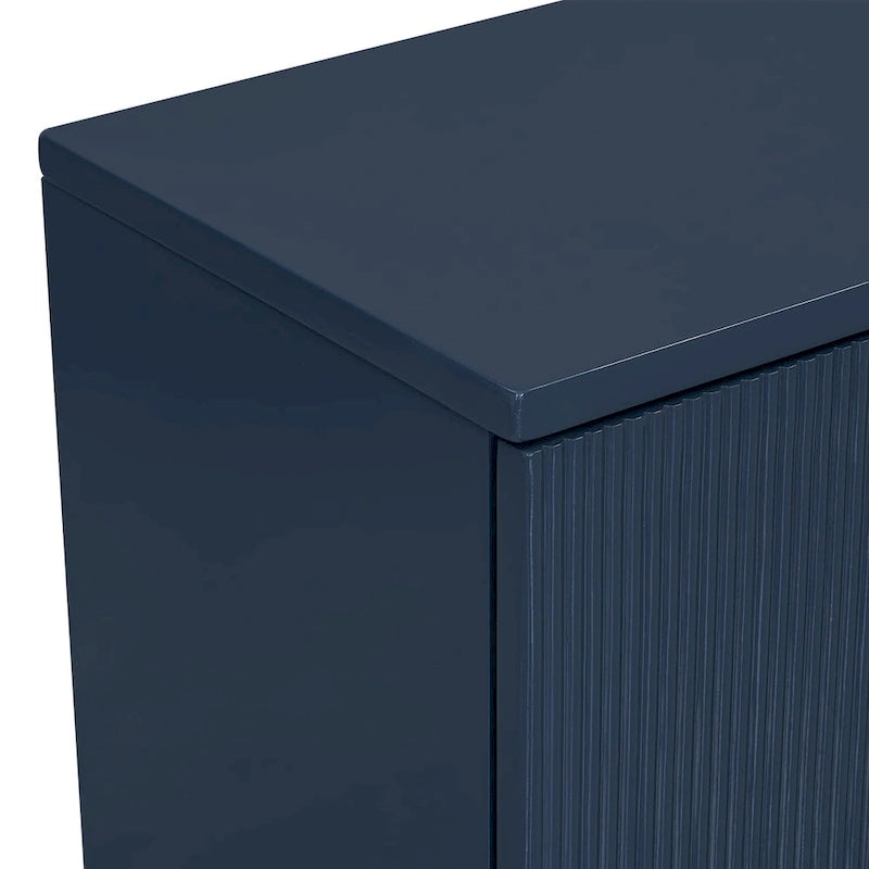 4-Door Storage Cabinet with Striped and Wavy Door Panel