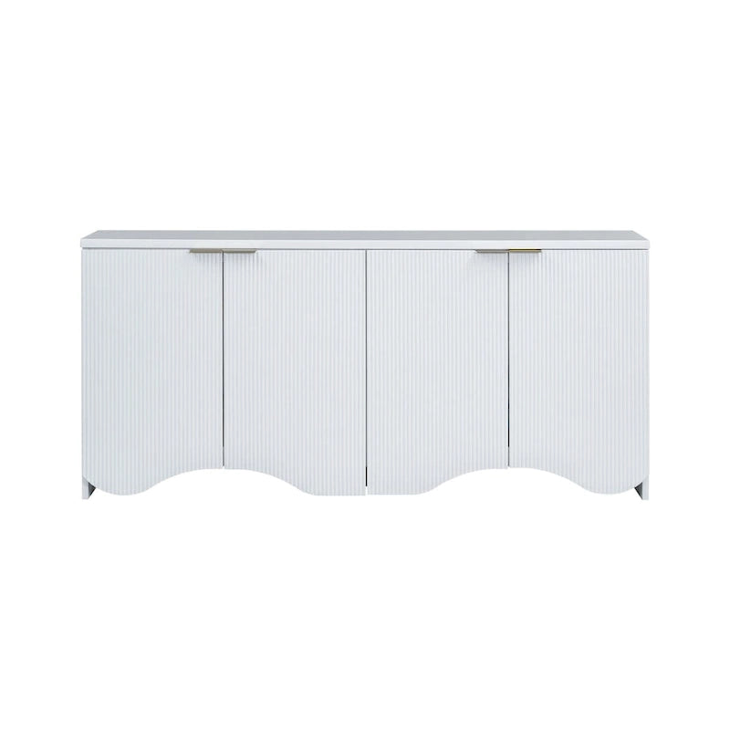 4-Door Storage Cabinet with Striped and Wavy Door Panel
