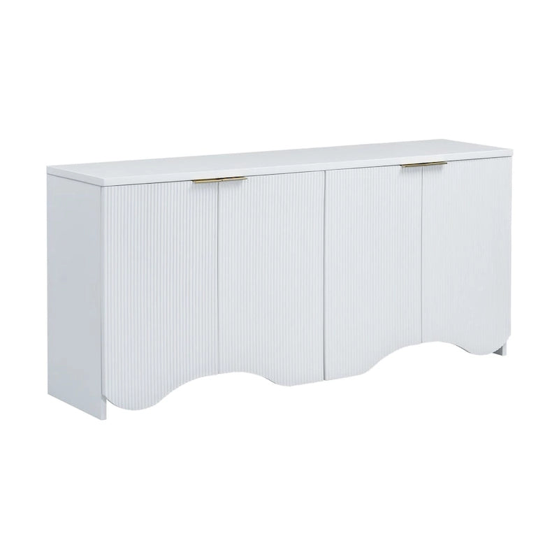 4-Door Storage Cabinet with Striped and Wavy Door Panel