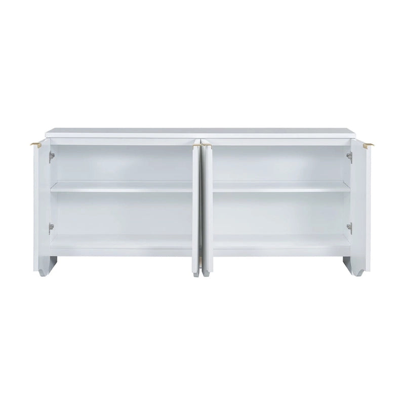 4-Door Storage Cabinet with Striped and Wavy Door Panel