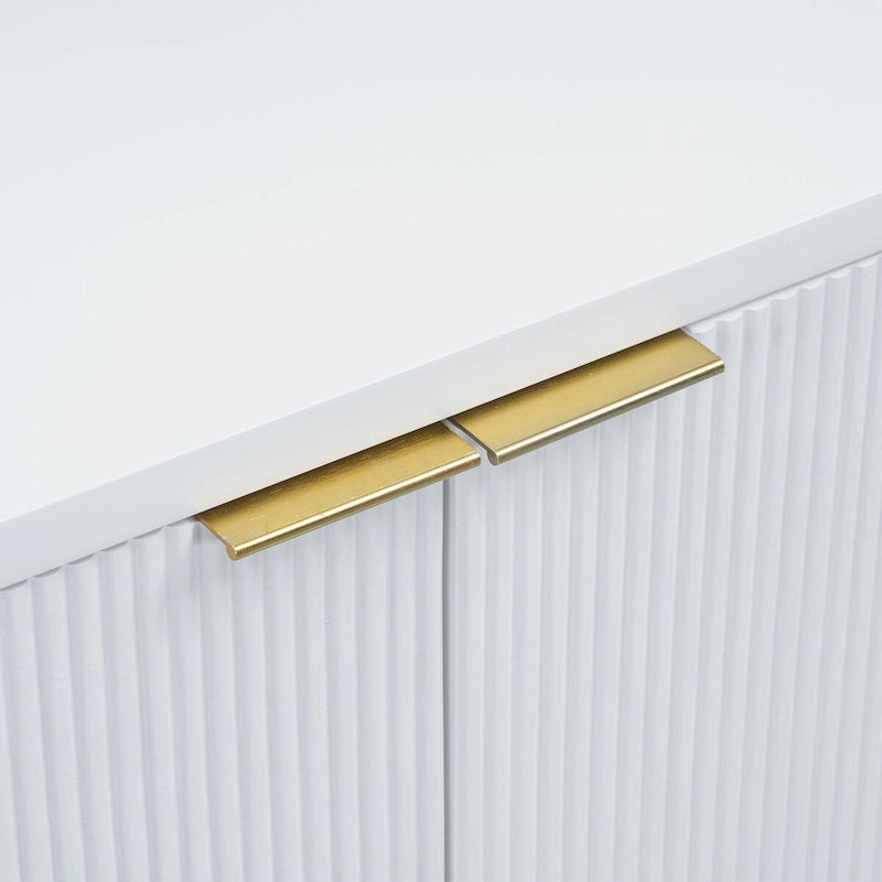 4-Door Storage Cabinet with Striped and Wavy Door Panel