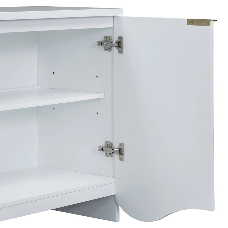 4-Door Storage Cabinet with Striped and Wavy Door Panel