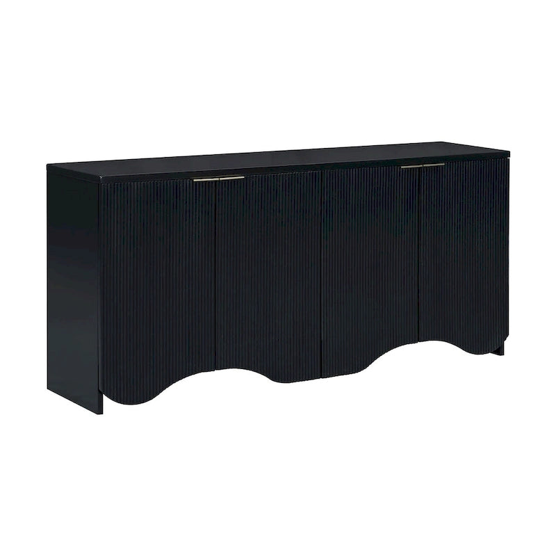 4-Door Storage Cabinet with Striped and Wavy Door Panel