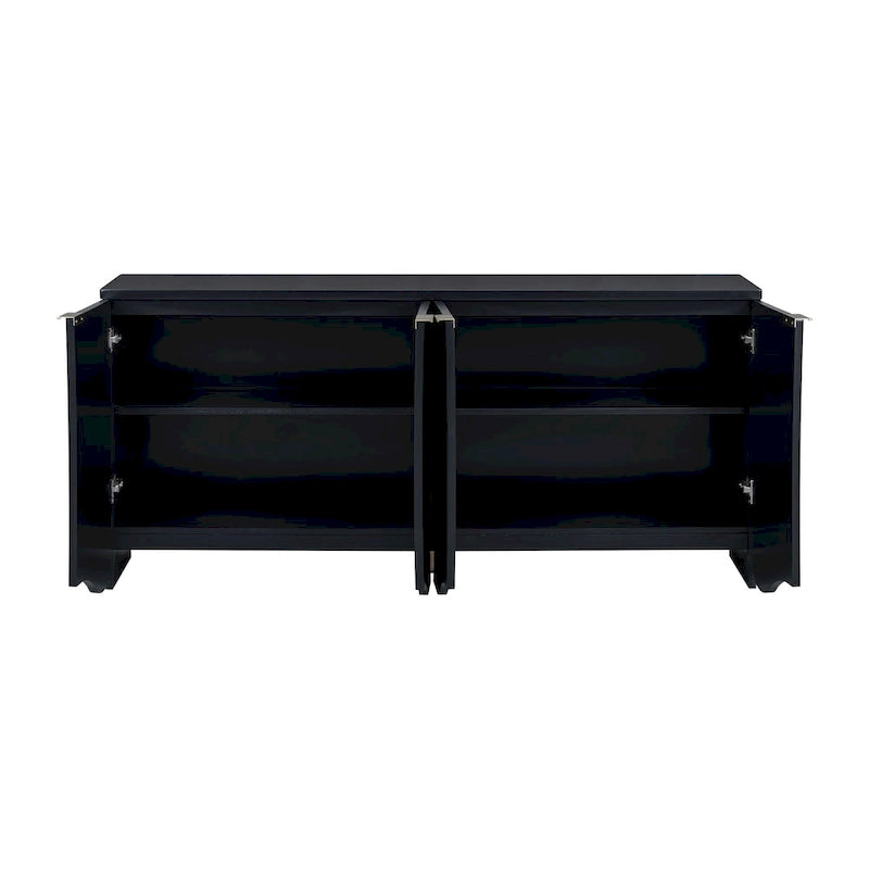 4-Door Storage Cabinet with Striped and Wavy Door Panel