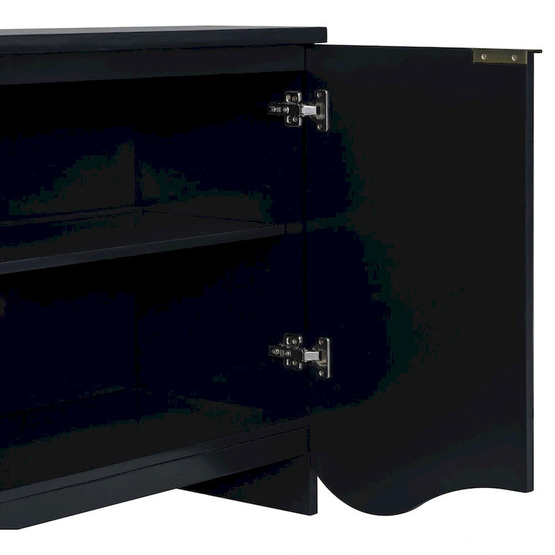4-Door Storage Cabinet with Striped and Wavy Door Panel
