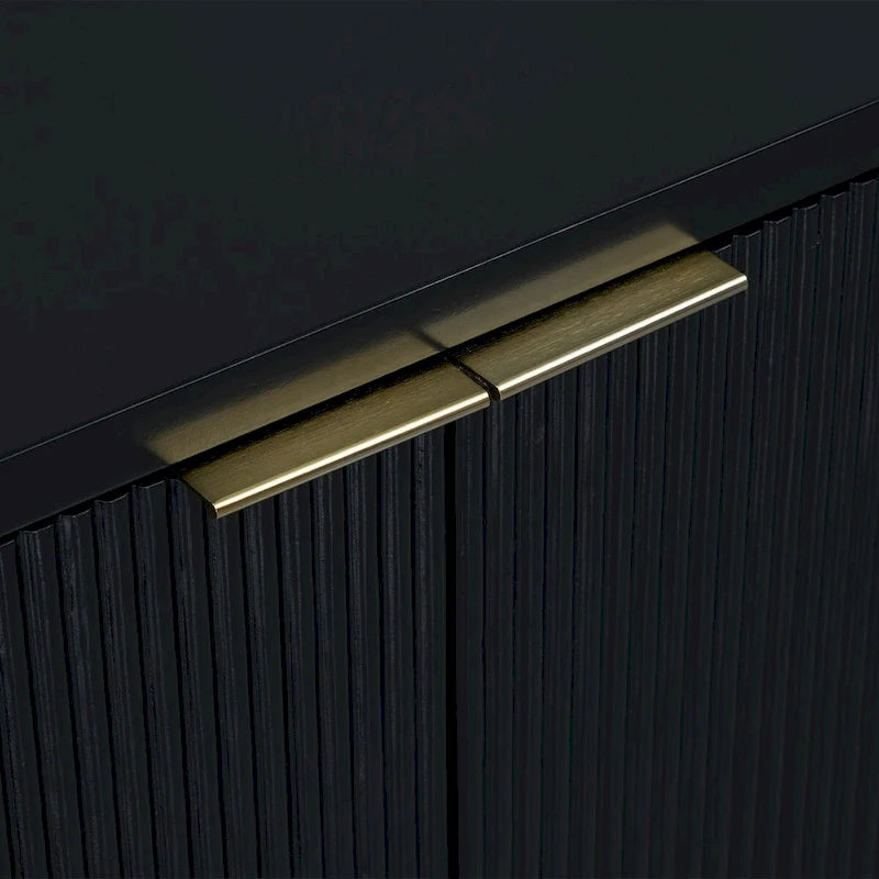4-Door Storage Cabinet with Striped and Wavy Door Panel