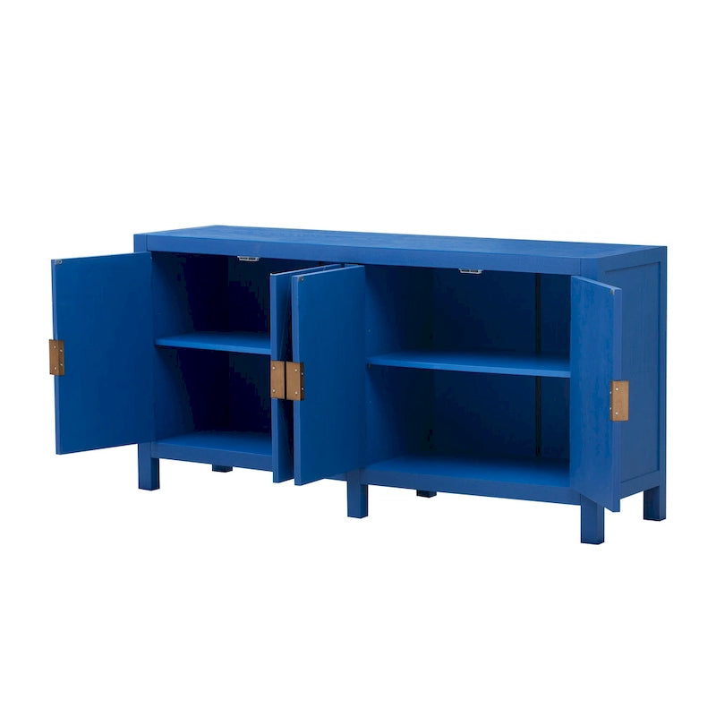 4-Door Ash Veneer Sideboard Cabinet with Radiating Line Door Pattern