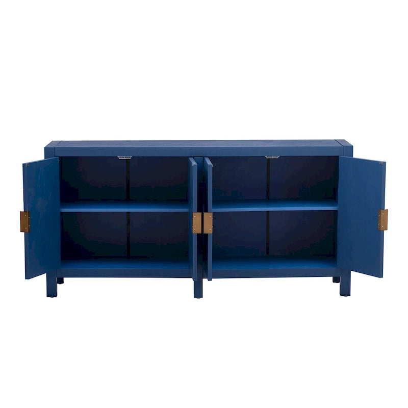 4-Door Ash Veneer Sideboard Cabinet with Radiating Line Door Pattern