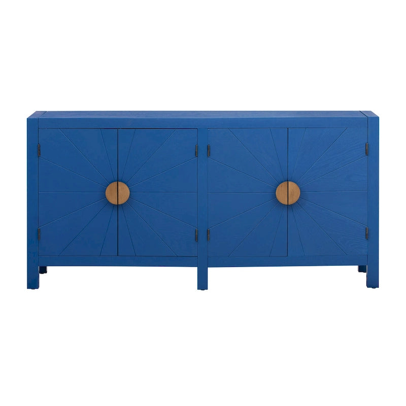 4-Door Ash Veneer Sideboard Cabinet with Radiating Line Door Pattern