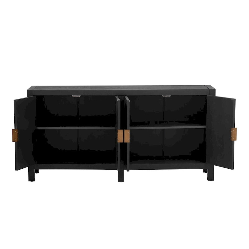 4-Door Ash Veneer Sideboard Cabinet with Radiating Line Door Pattern