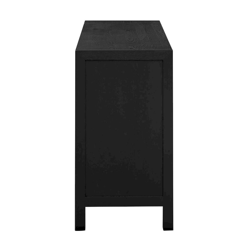 4-Door Ash Veneer Sideboard Cabinet with Radiating Line Door Pattern