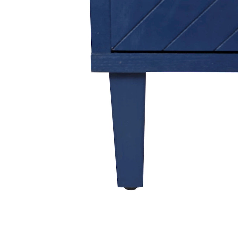 4-Door Storage Cabinet with Sculpted Doors, Pine Legs & Semi-Circle Pulls