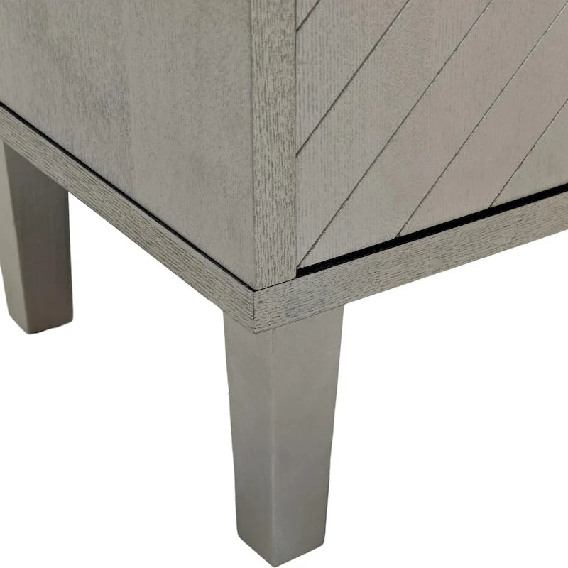 4-Door Storage Cabinet with Sculpted Doors, Pine Legs & Semi-Circle Pulls