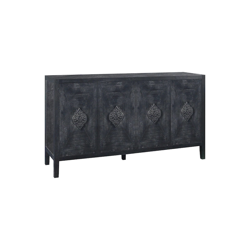 Antique Four-Door Cabinet with Carved Handles