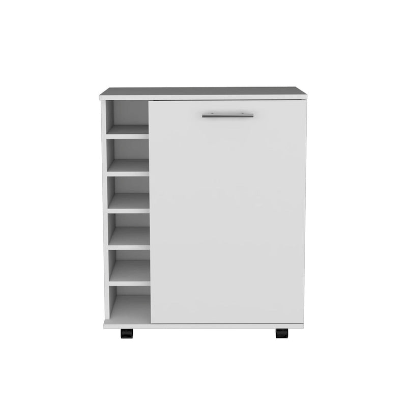 Rolling Bar Cart with Wine Storage and Cabinet Shelf