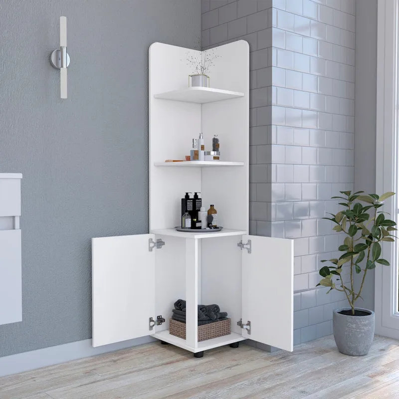 White Freestanding Storage Cabinet with 1 Drawer & 3 Shelves