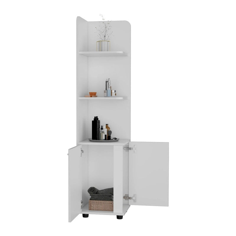 White Freestanding Storage Cabinet with 1 Drawer & 3 Shelves