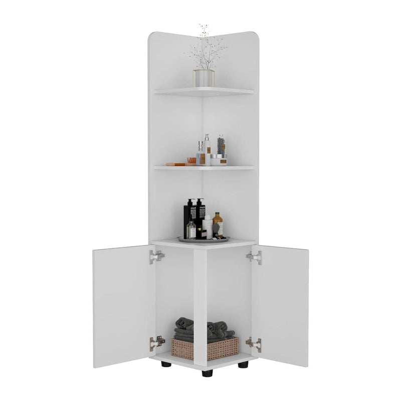 White Freestanding Storage Cabinet with 1 Drawer & 3 Shelves
