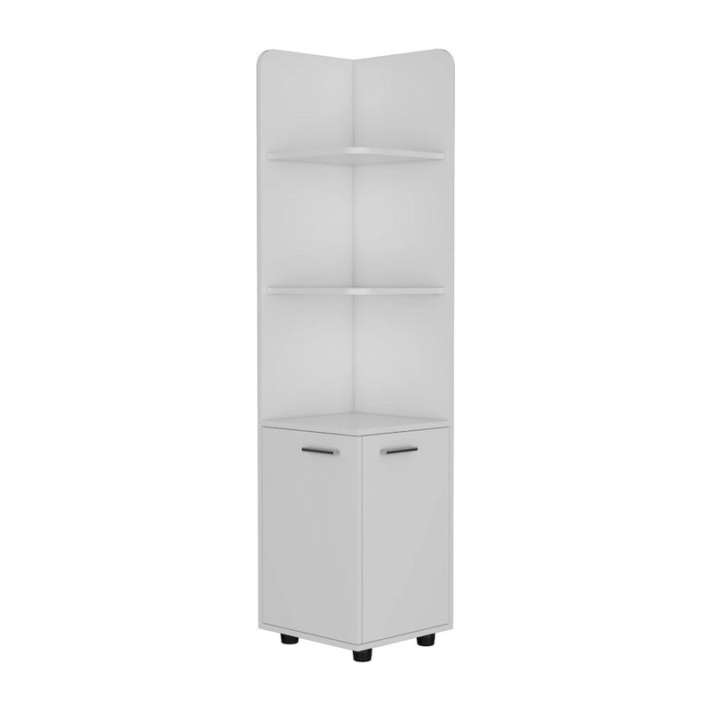White Freestanding Storage Cabinet with 1 Drawer & 3 Shelves