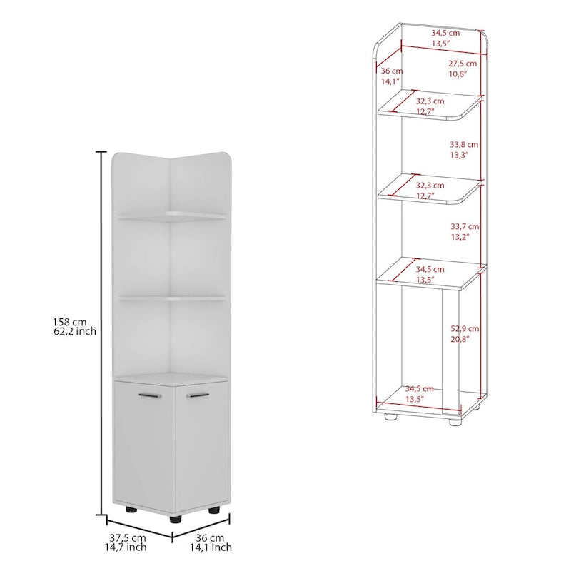 White Freestanding Storage Cabinet with 1 Drawer & 3 Shelves