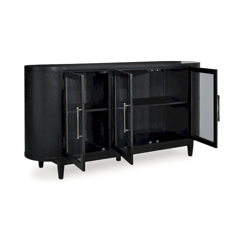 Art Deco Dining Server with Glass Doors and Tapered Legs