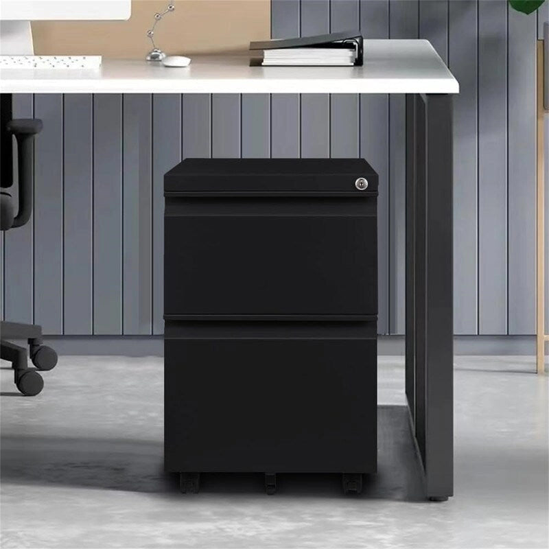 2-Drawer Locking Mobile File Cabinet with 5 Casters